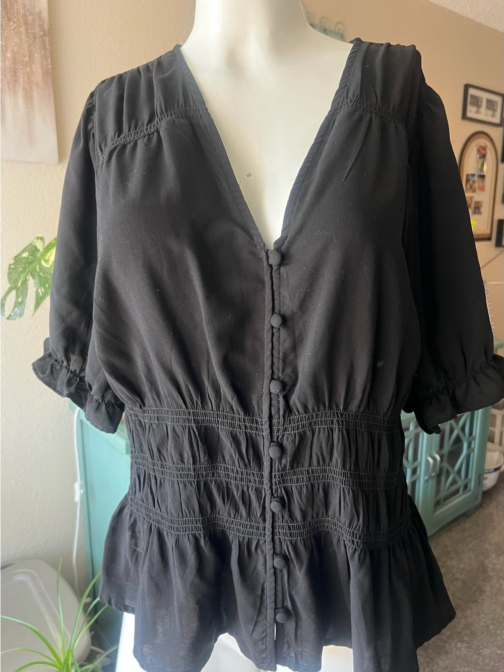 torrid Black Peplum Button-Front Blouse